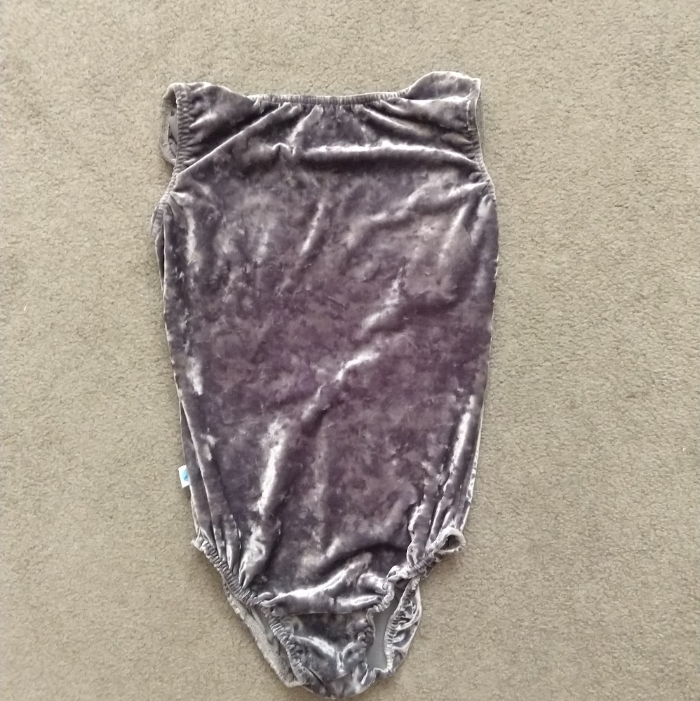 Custom ballet leotard silver velvet boat neck